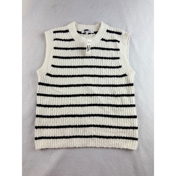 Madewell Jackets & Blazers - Madewell Women's Sweater Vest Extra‎ Extra Small Cream Black Striped Knit